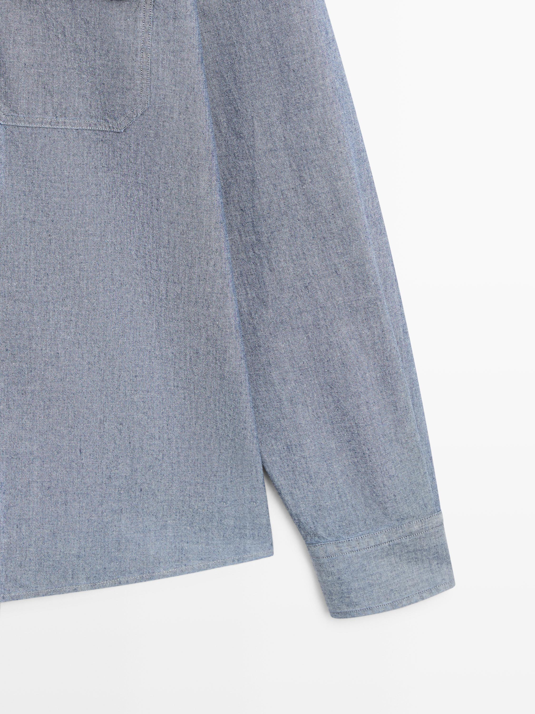 Chemise chambray regular fit avec poches
